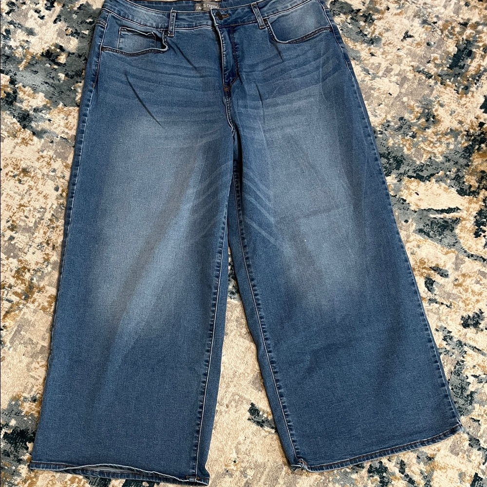 Falls Creek Women’s Wide-Leg Jeans in Faded Blue Y2K Baggy Size 16 inseam 27”